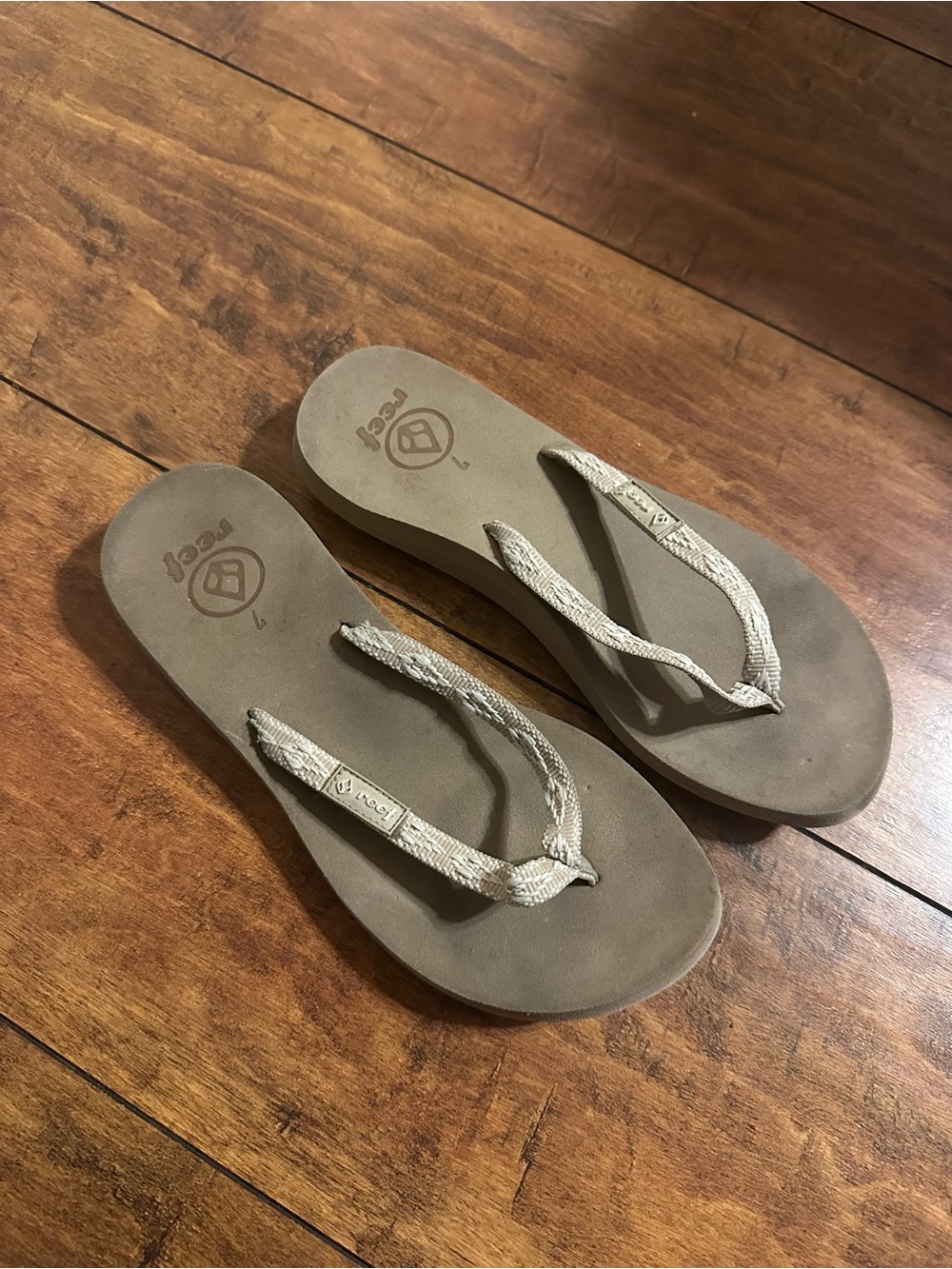 Reef Women's Flip-Flops in Taupe with Woven Straps